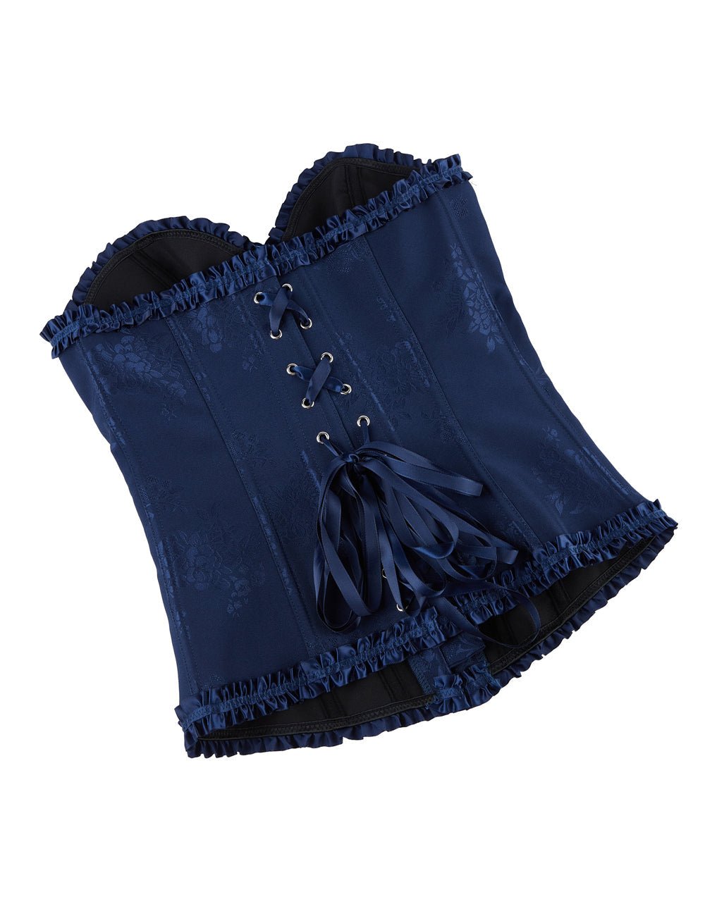 Blue Lace - Up Corset with Steel Buckles & Ribbon Detail - TeaseFashion