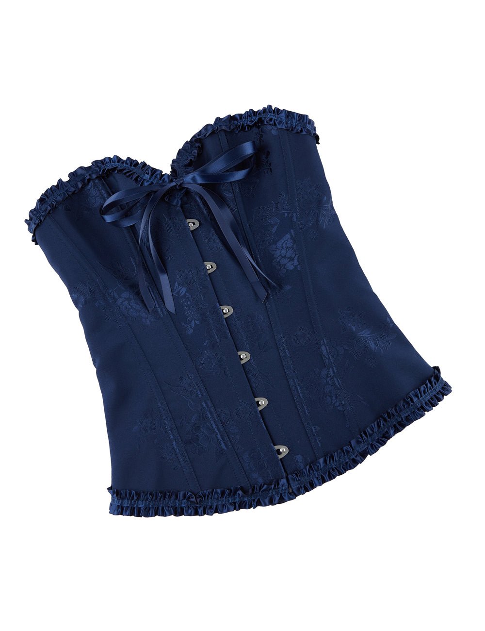 Blue Lace - Up Corset with Steel Buckles & Ribbon Detail - TeaseFashion