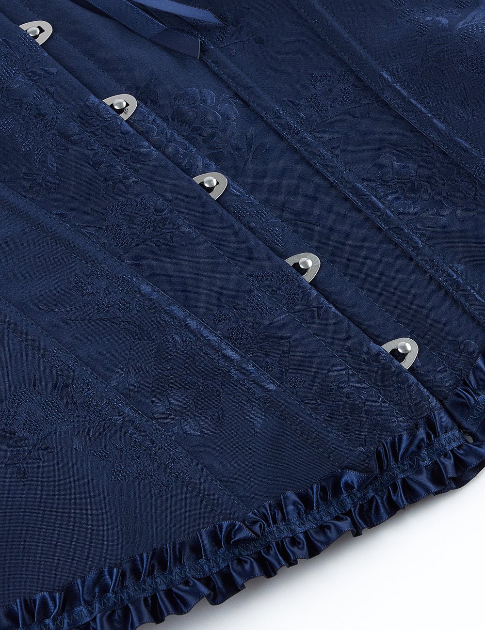 Blue Lace - Up Corset with Steel Buckles & Ribbon Detail - TeaseFashion