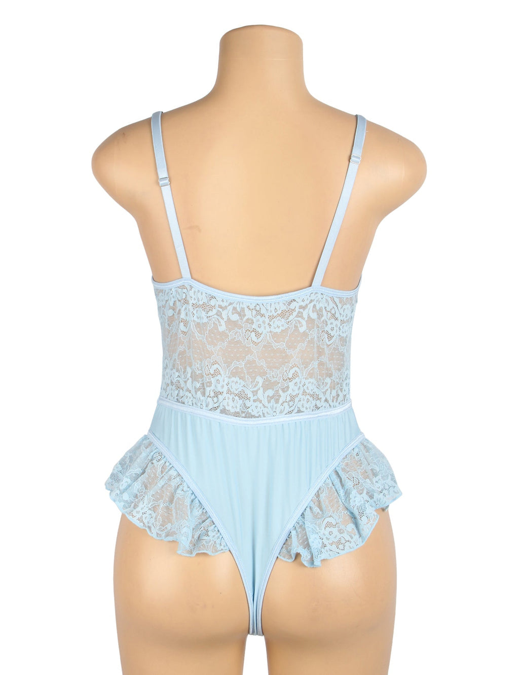 Blue Sexy Lace See Through Butterfly Bodysuit - TeaseFashion
