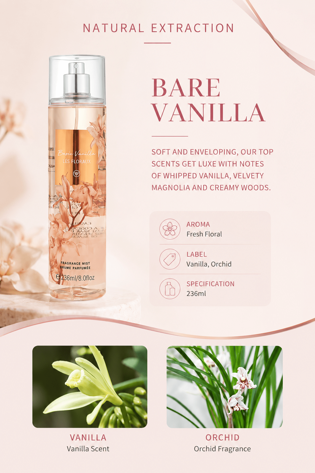 Body Midnight Spray Mist Perfume – Bare Vanilla | Vanilla & Orchid Fine Fragrance Mist - TEASEFASHION