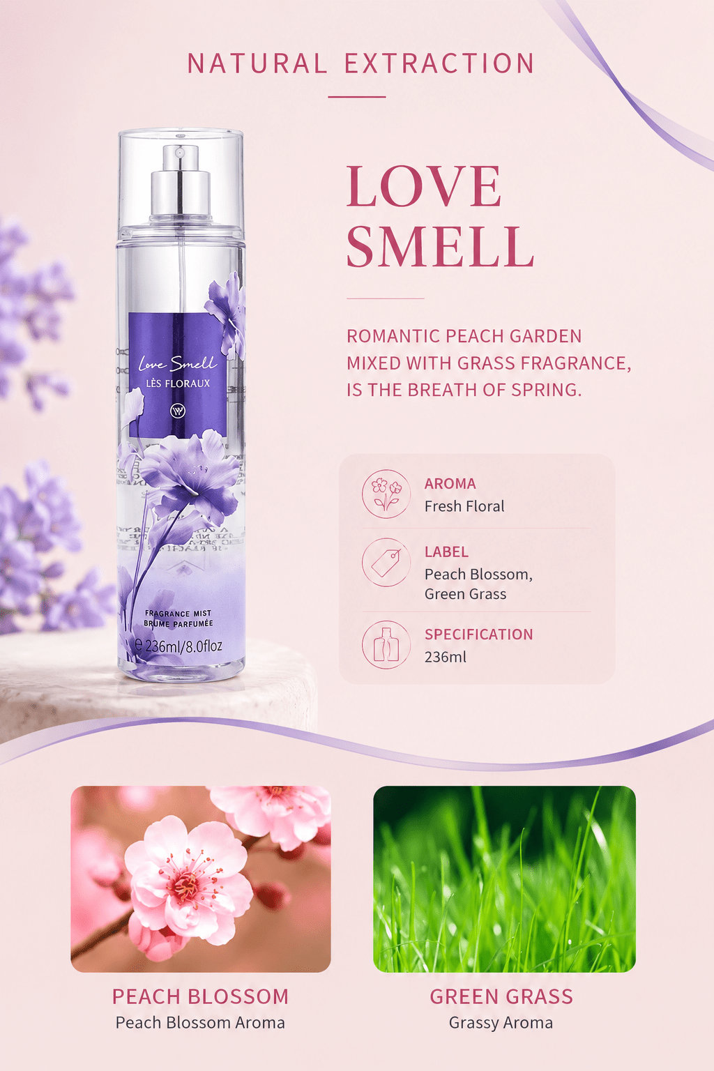 Body Midnight Spray Mist Perfume – Love Smell | Peach Blossom Fine Fragrance Mist - TEASEFASHION
