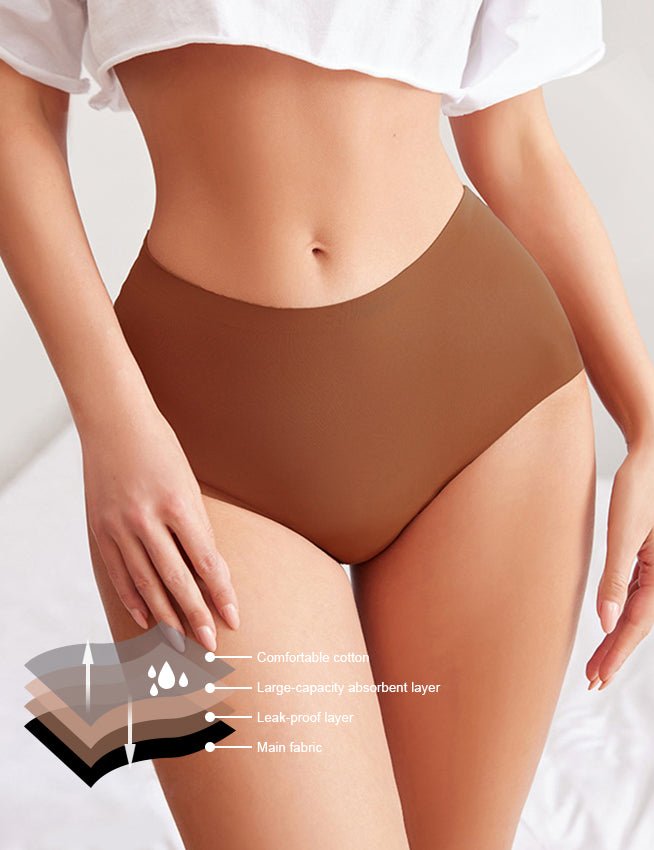Brown Ice Silk High - Waist Period Underwear – 4 - Layer Leak - Proof - TeaseFashion