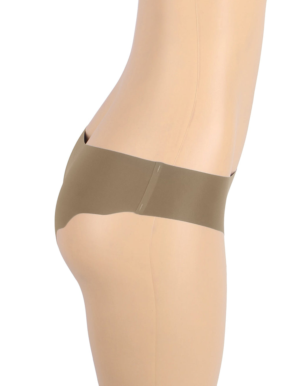 Brown Ice Silk Seamless Thong – Wavy Lace Hip Detail & Trimmable Leg Opening - TeaseFashion