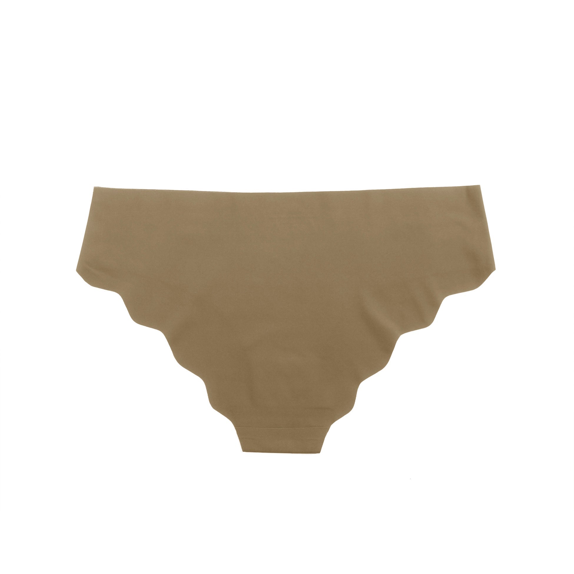 Brown Ice Silk Seamless Thong – Wavy Lace Hip Detail & Trimmable Leg Opening - TeaseFashion