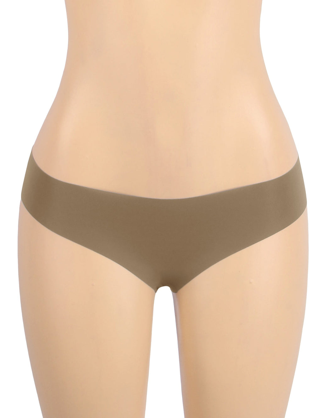Brown Ice Silk Seamless Thong – Wavy Lace Hip Detail & Trimmable Leg Opening - TeaseFashion