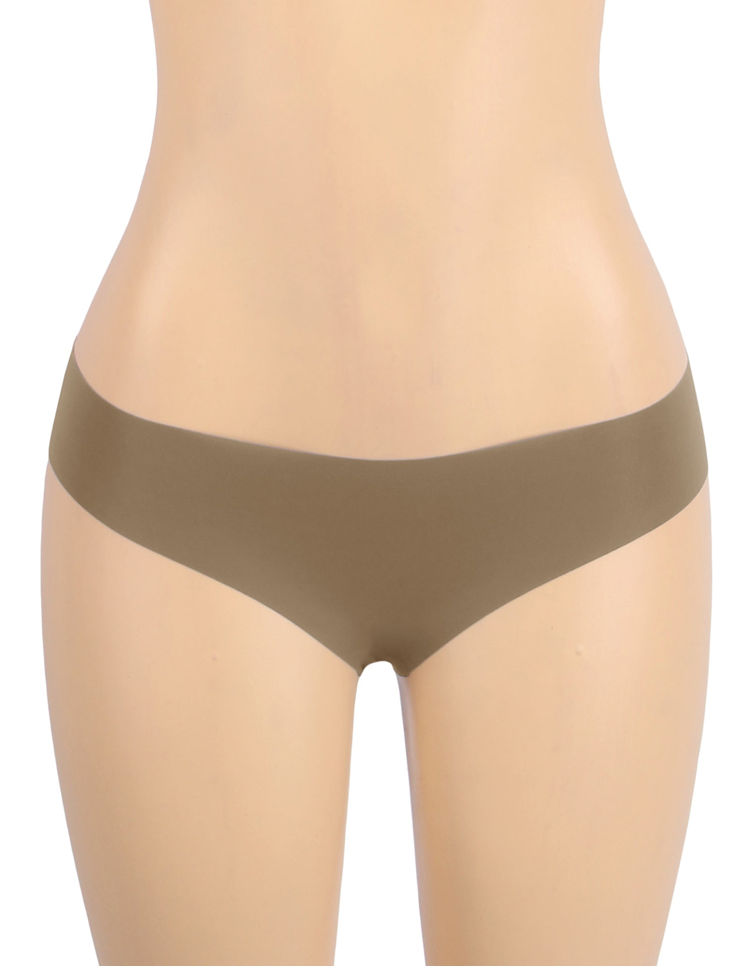 Brown Ice Silk Seamless Thong – Wavy Lace Hip Detail & Trimmable Leg Opening - TeaseFashion