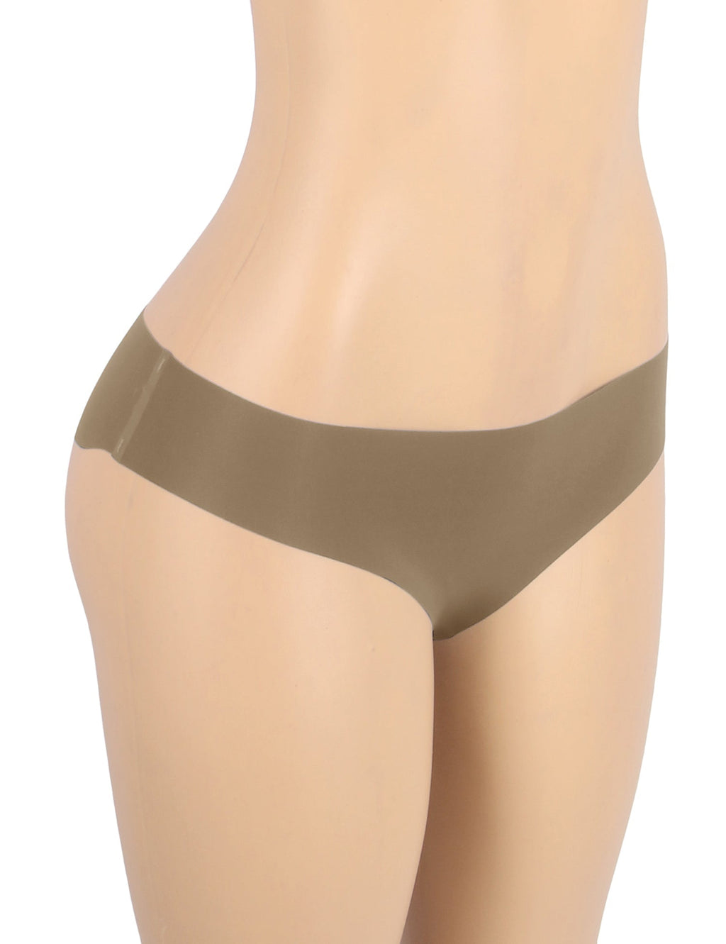 Brown Ice Silk Seamless Thong – Wavy Lace Hip Detail & Trimmable Leg Opening - TeaseFashion