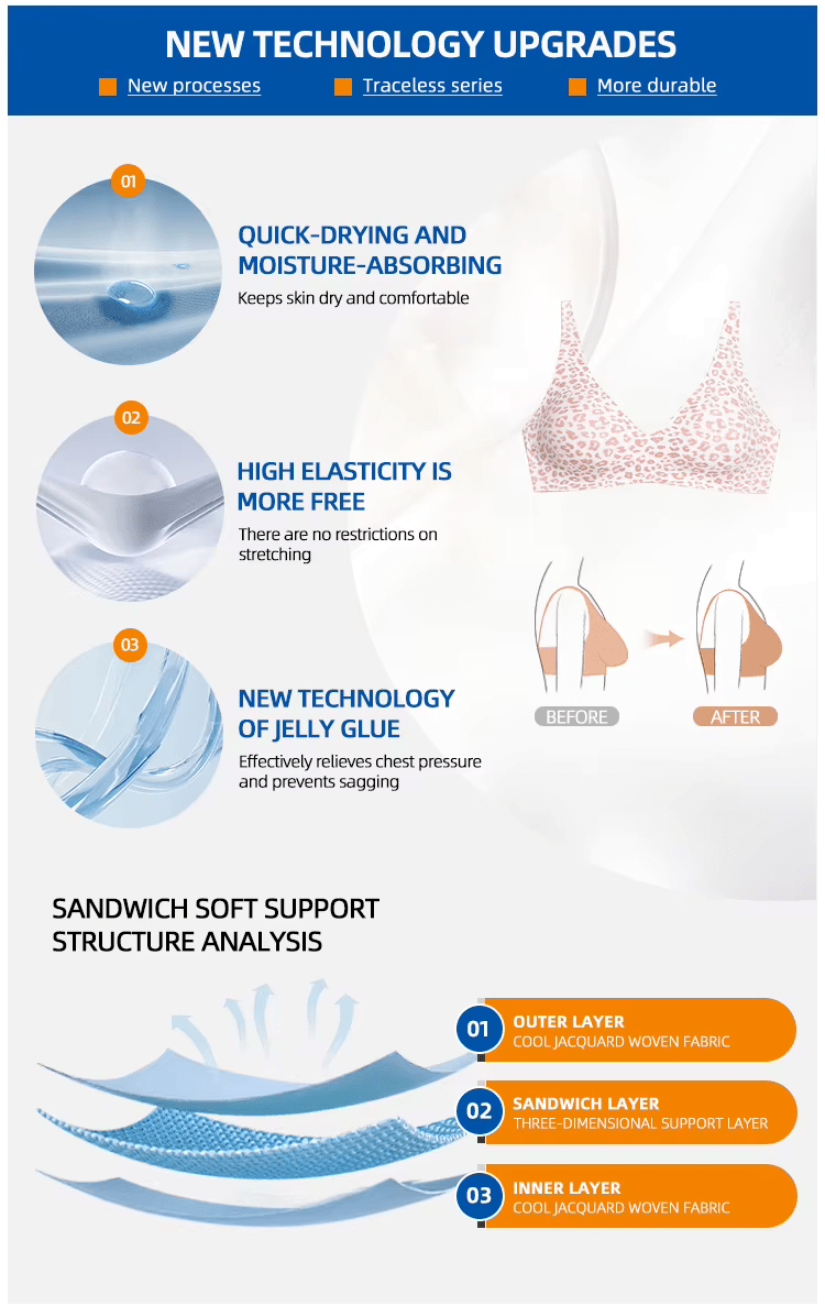 Brown Jelly Bra Wireless Womens Comfortable Push up Bralettes Seamless Tshirts Deep V Back Closure Everyday Bras - TEASEFASHION