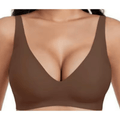 Brown Jelly Bra Wireless Womens Comfortable Push up Bralettes Seamless Tshirts Deep V Back Closure Everyday Bras - TEASEFASHION