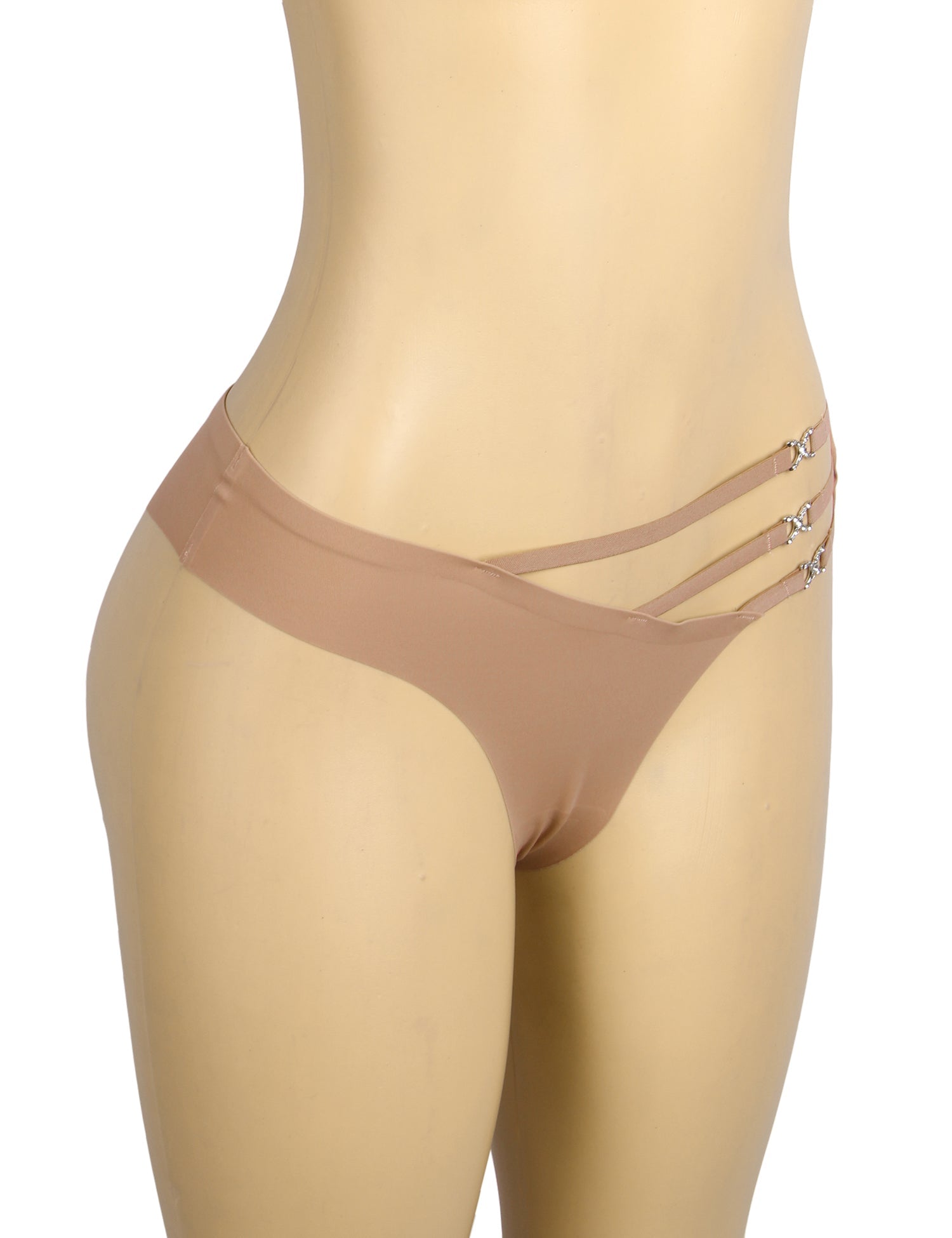 Brown Sexy Swimsuit Cloth Rhinestones Seamless Panty - TeaseFashion
