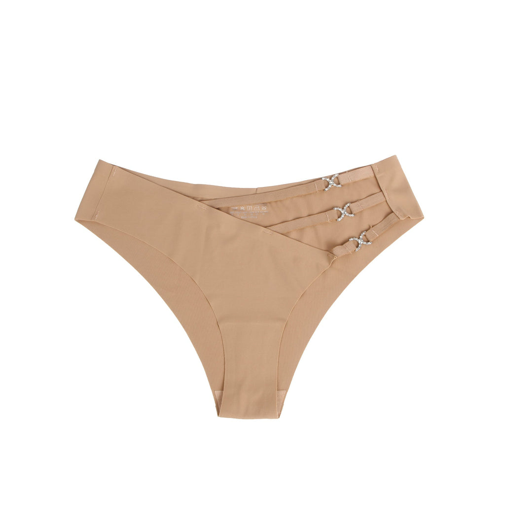Brown Sexy Swimsuit Cloth Rhinestones Seamless Panty - TeaseFashion