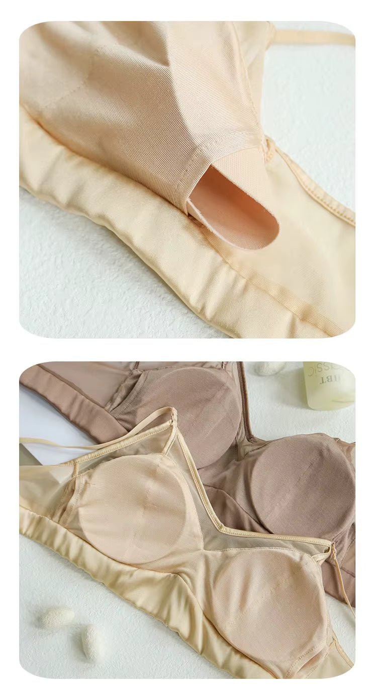 Brown Silk Lingerie Bra - TeaseFashion