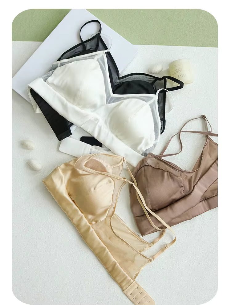 Brown Silk Lingerie Bra - TeaseFashion