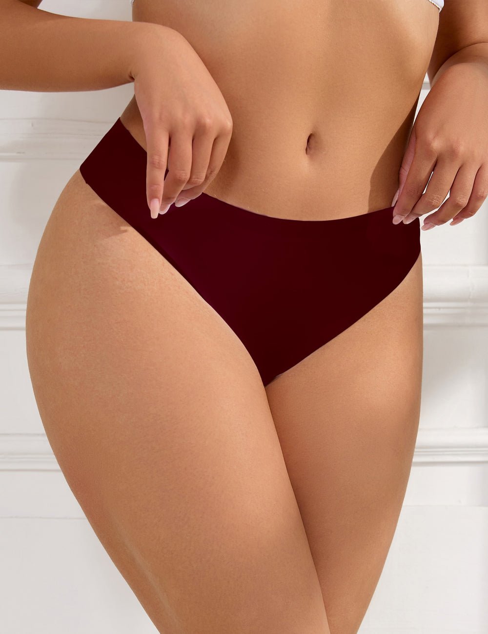 Burgundy High - Stretch Seamless Triangle Panty – Low Waist & Trimmable Leg Opening - TeaseFashion