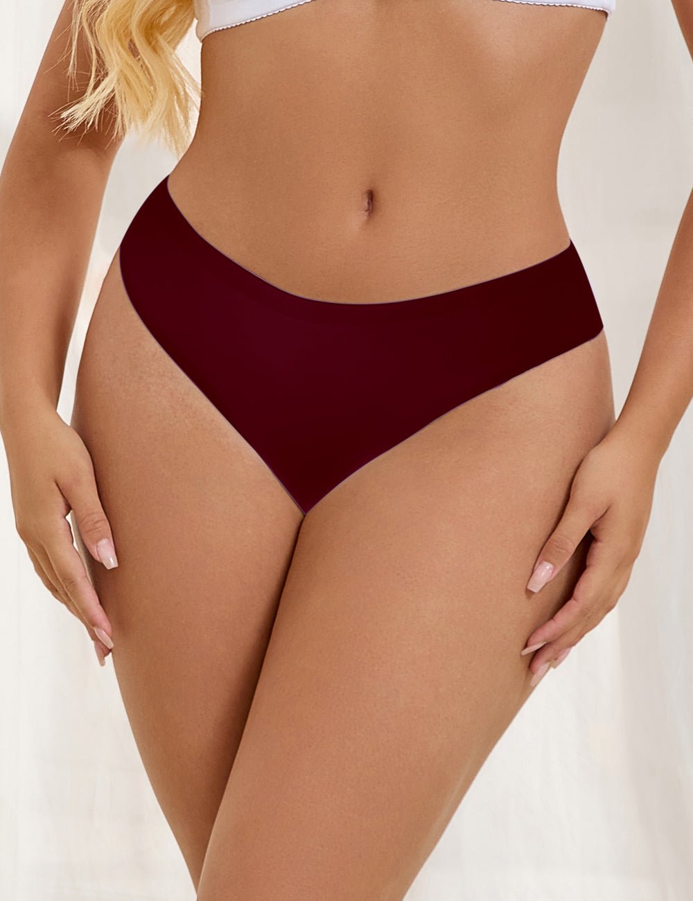 Burgundy High - Stretch Seamless Triangle Panty – Low Waist & Trimmable Leg Opening - TeaseFashion