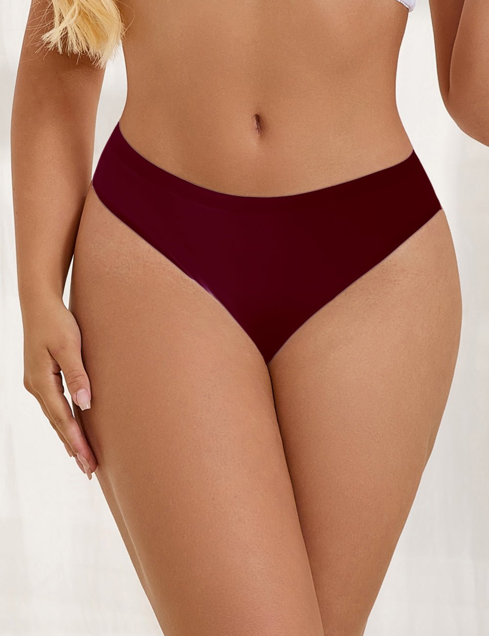 Burgundy High - Stretch Seamless Triangle Panty – Low Waist & Trimmable Leg Opening - TeaseFashion