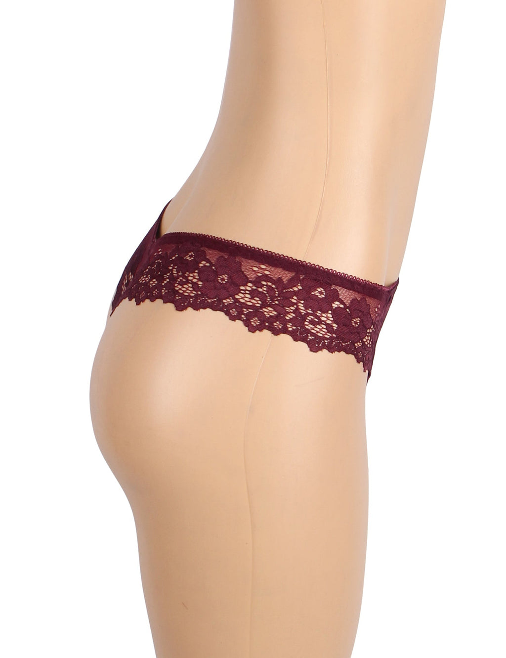 Burgundy Lace Trim Panty – Elastic Waistband & Cotton Gusset - TeaseFashion