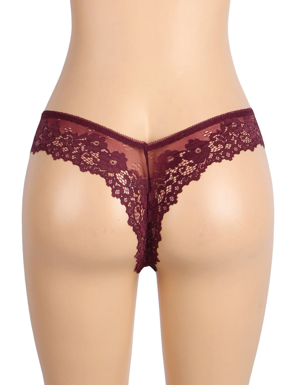 Burgundy Lace Trim Panty – Elastic Waistband & Cotton Gusset - TeaseFashion