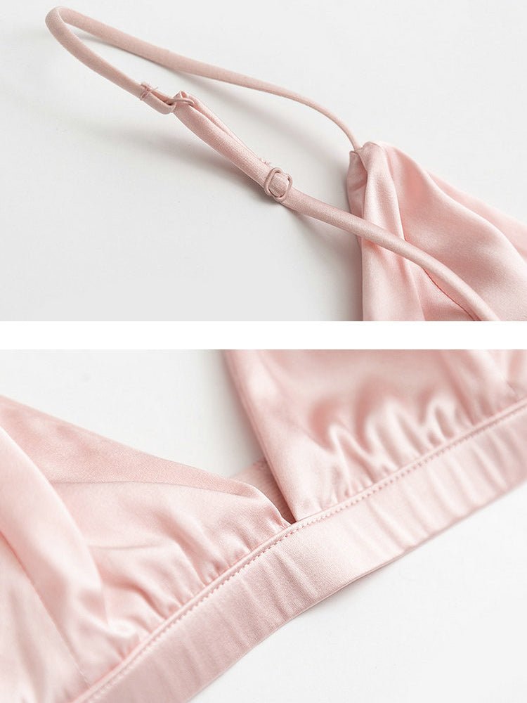 Coffee Triangle Wire - Free Breathable Silk Bra - TeaseFashion