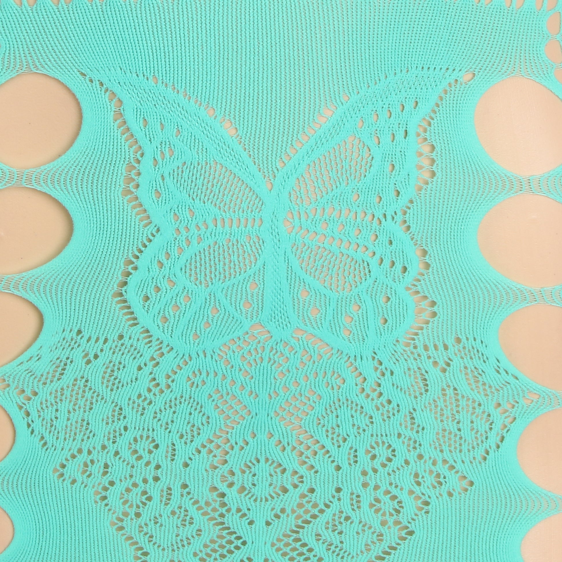 Cyan Sexy Jacquard Hollow Out Halter Bodystocking Dress - TeaseFashion