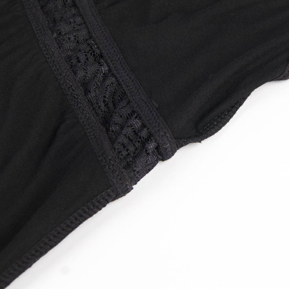 Deep V - Neck Lace - Trim Modal Nightdress & G - String Set - TeaseFashion