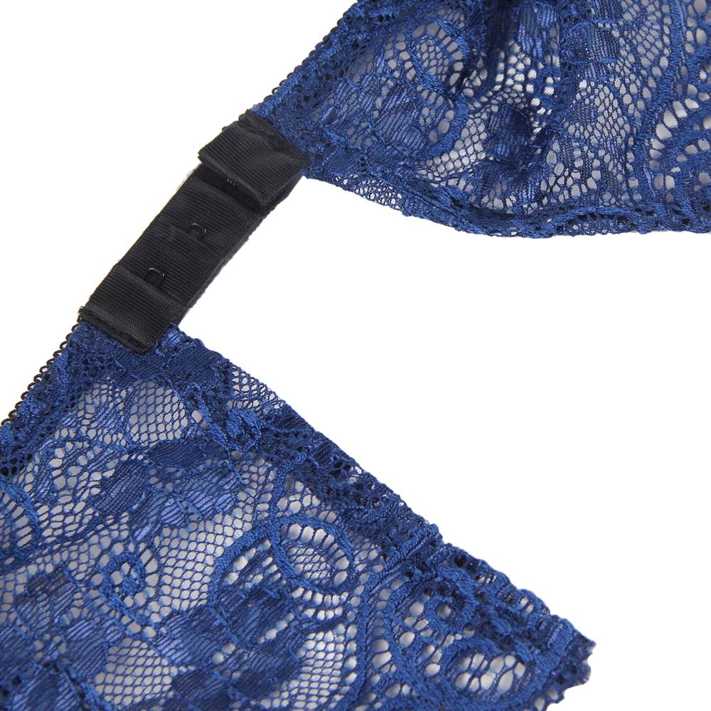Denim Blue Satin - Finish Lace Camisole & Panties Set – Sleepwear Lingerie - TeaseFashion