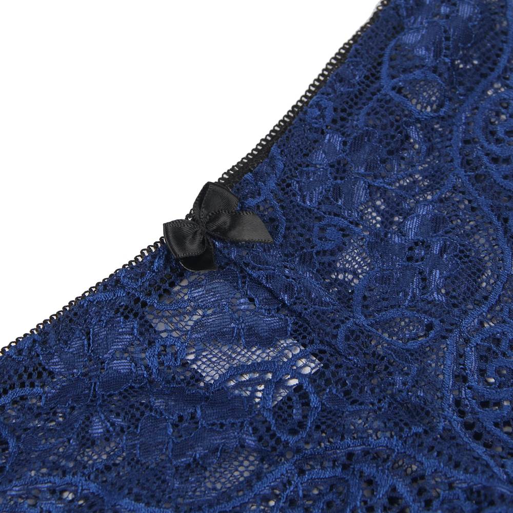 Denim Blue Satin - Finish Lace Camisole & Panties Set – Sleepwear Lingerie - TeaseFashion
