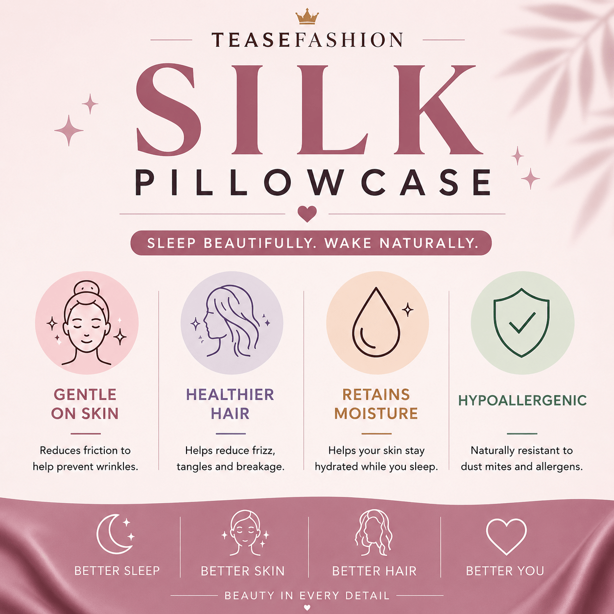 Dusk 100% Silk Pillowcase - TEASEFASHION