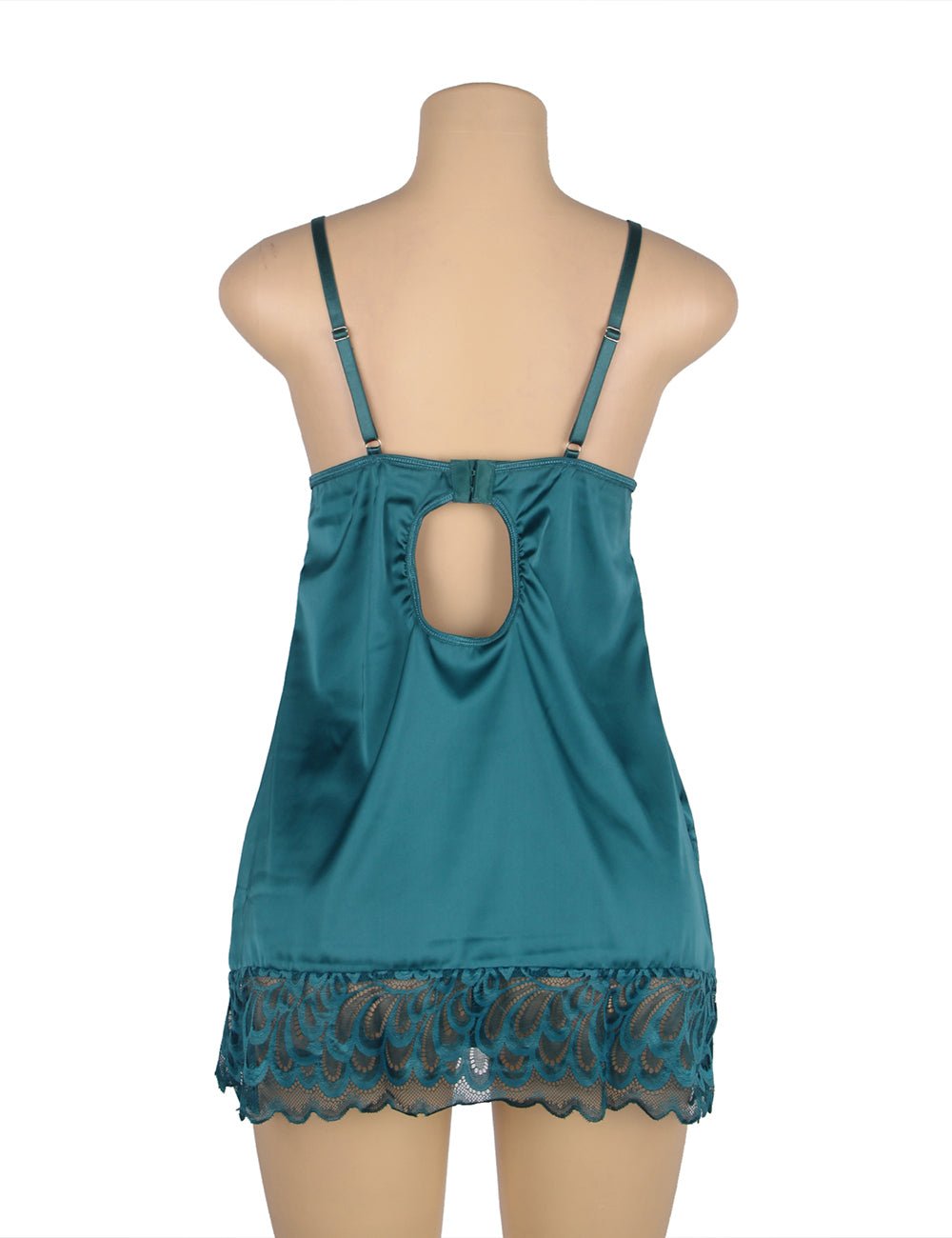 Emerald Green Floral Lace Babydoll with Hook - and - Eye Back Closure - TeaseFashion