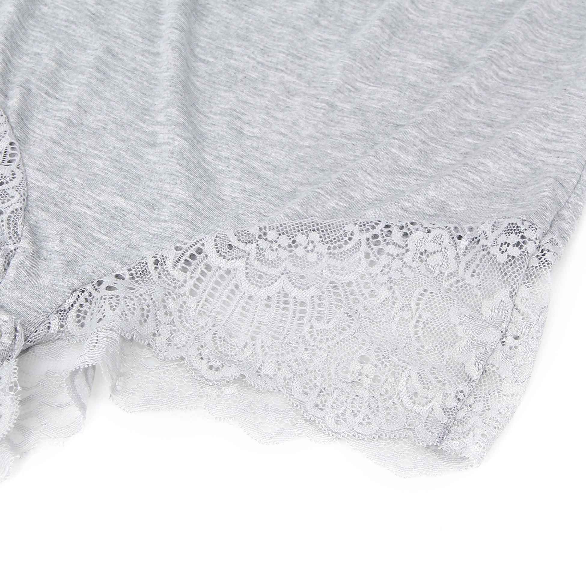 Gray Modal Lace Bodysuit – Open - Buckle Crotch, Hip & Chest Lace Splicing & Removable Pads - TeaseFashion