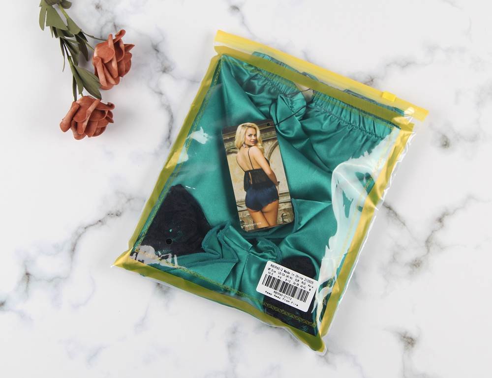 Green & Black Satin & Lace Hollow Two - Piece Pyjama Set - TeaseFashion