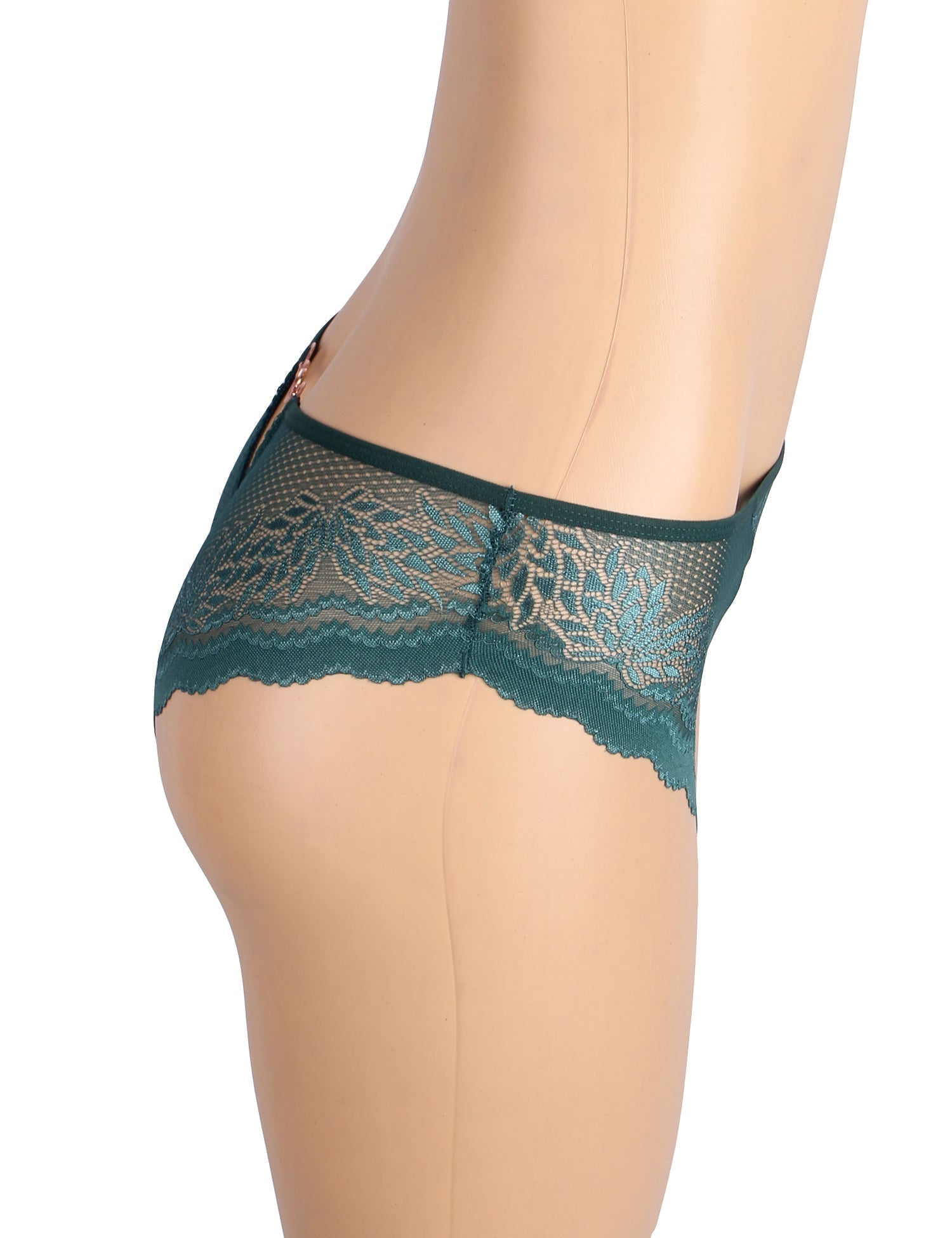 Green Lace Panty – Hollow - Out Back & Heart - Shaped Metal Buckle - TeaseFashion