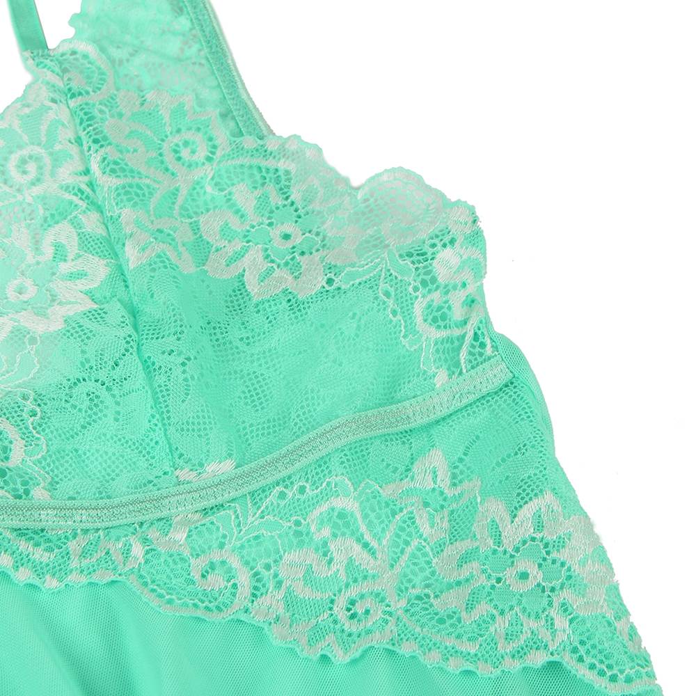 Green Lace - Stitched Sheer Babydoll – Irregular Asymmetric Skirt - TeaseFashion