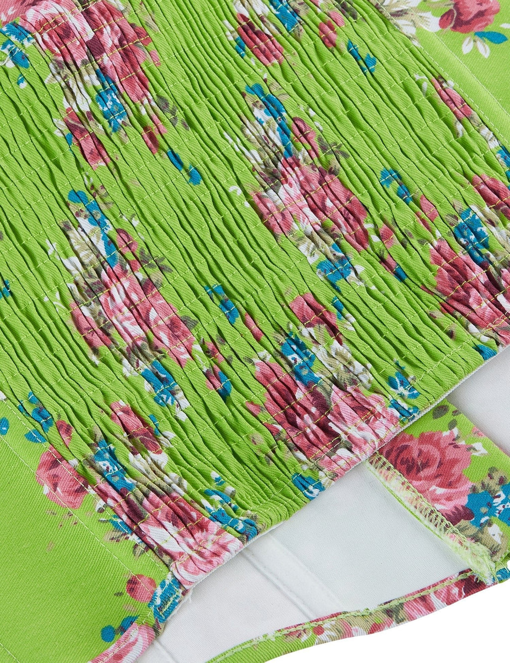 Green Printed Corset with Puff Sleeves & Heart Bustier - TeaseFashion