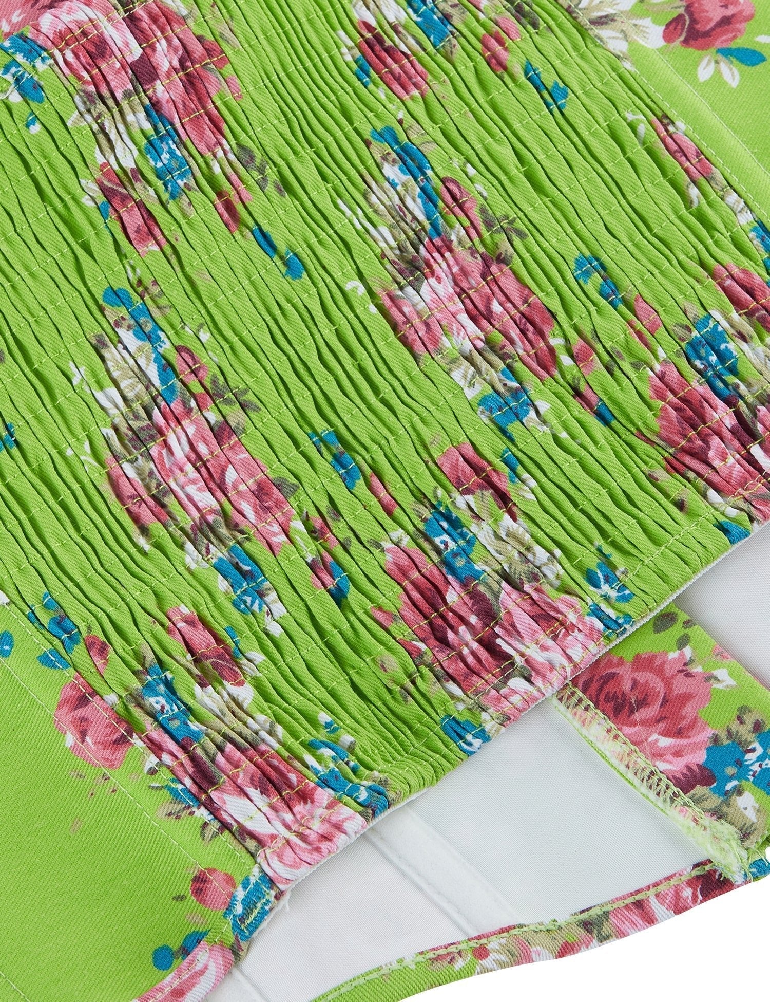 Green Printed Corset with Puff Sleeves & Heart Bustier - TeaseFashion