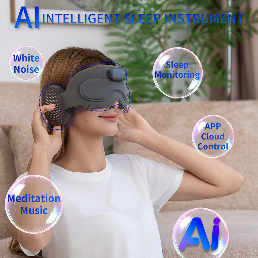 Grey Intelligent Sleep Mask with AI Technology, Eye Massage and Heat Regulation - TeaseFashion