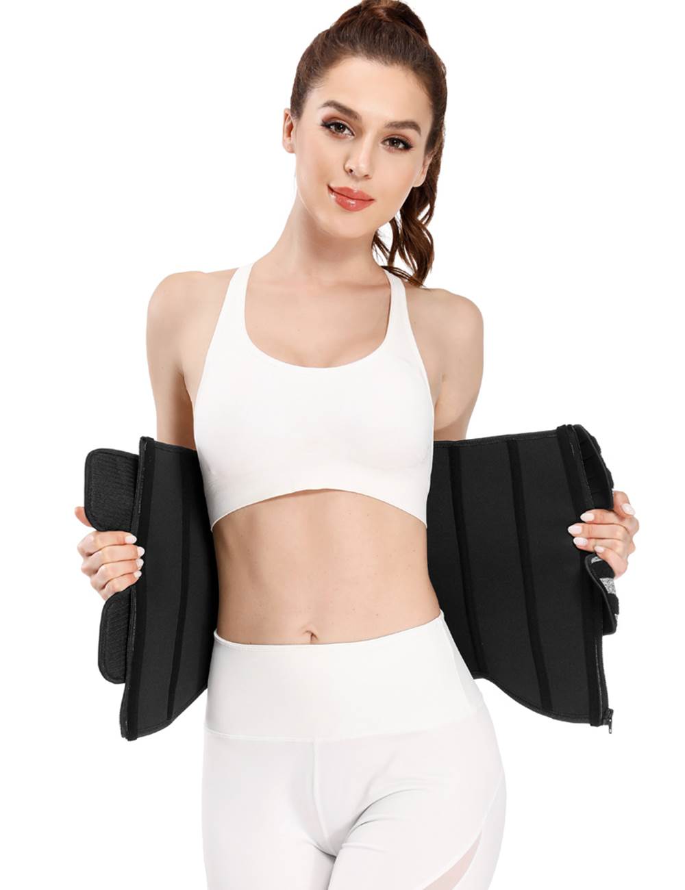 Grey Neoprene Waist Trainer – Zip & Velcro, 9 Steel Bones - TeaseFashion