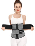 Grey Neoprene Waist Trainer – Zip & Velcro, 9 Steel Bones - TeaseFashion