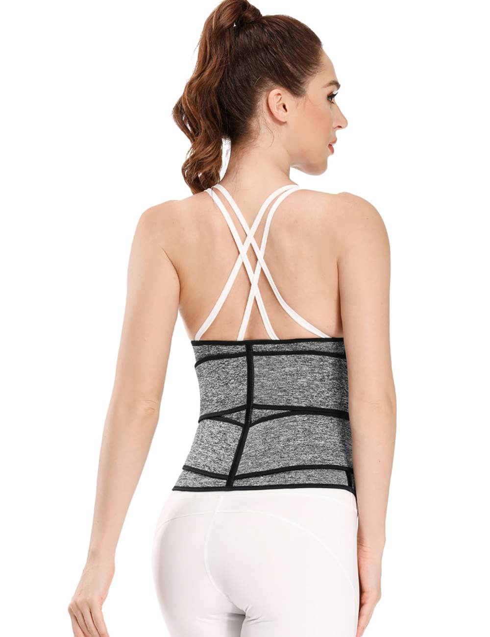 Grey Neoprene Waist Trainer – Zip & Velcro, 9 Steel Bones - TeaseFashion