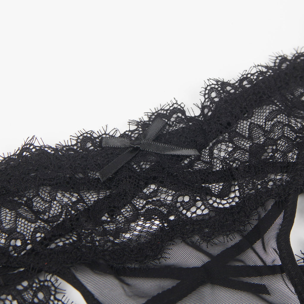 High Quality Black Sexy Floral Lace Panty - TeaseFashion