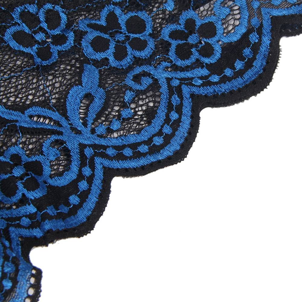 High Quality Blue Lace Cross Strap Decoration Sexy Bra Set - TeaseFashion