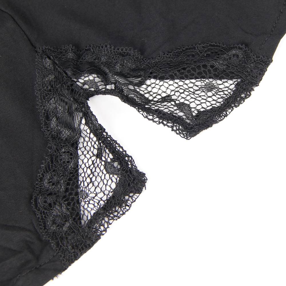 High - Stretch Modal Deep V - Neck Nightdress – Back & Side Lace Panels, Umbrella Skirt with Lace Trim & G - String Set - TeaseFashion