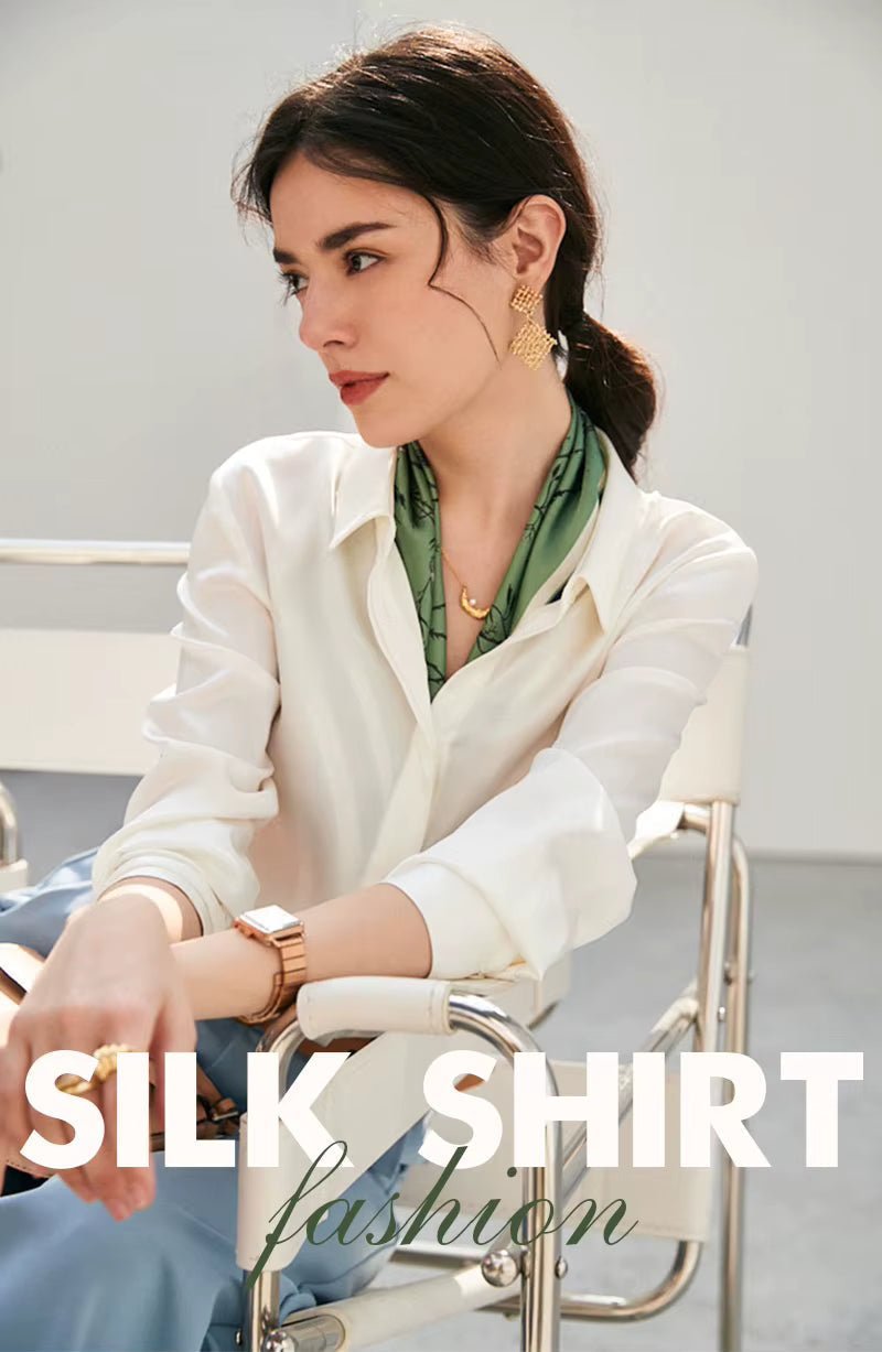 Jet Black Silk Lady Casual Shirt - TEASEFASHION