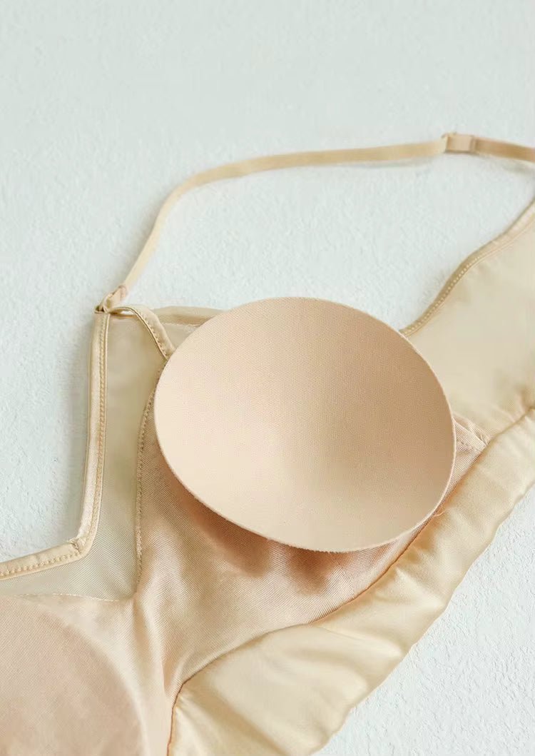 Khaki Silk Lingerie Bra - TeaseFashion