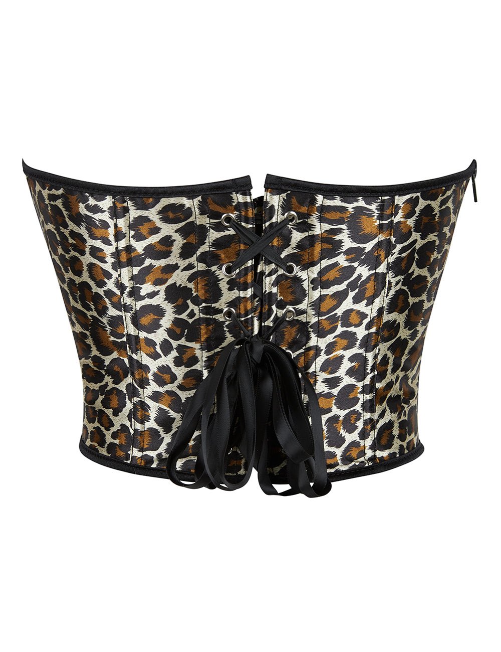Leopard Print Corset – 9 Soft Bones, Side Zip & Cross Back Straps - TeaseFashion