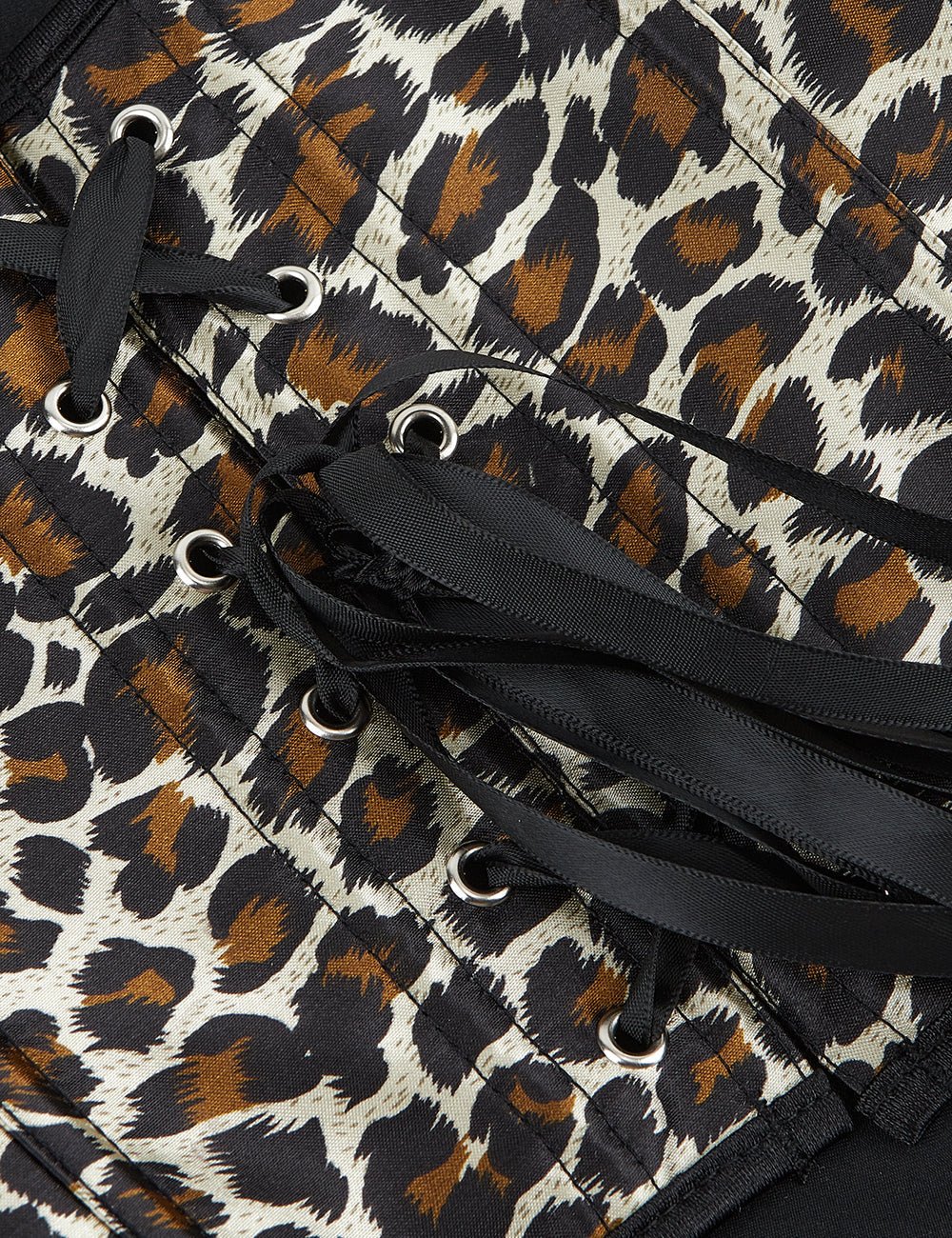 Leopard Print Corset – 9 Soft Bones, Side Zip & Cross Back Straps - TeaseFashion