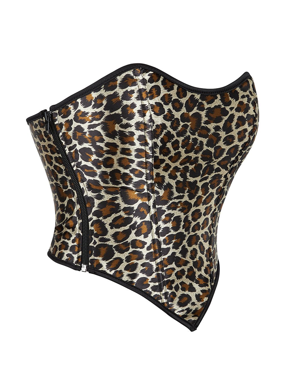 Leopard Print Corset – 9 Soft Bones, Side Zip & Cross Back Straps - TeaseFashion