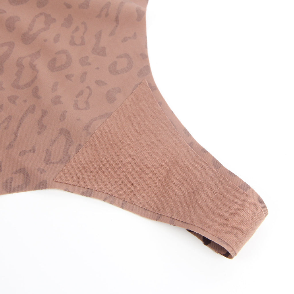 Leopard Print Ice Silk Seamless Thong – Lace Elastic Waistband - TeaseFashion