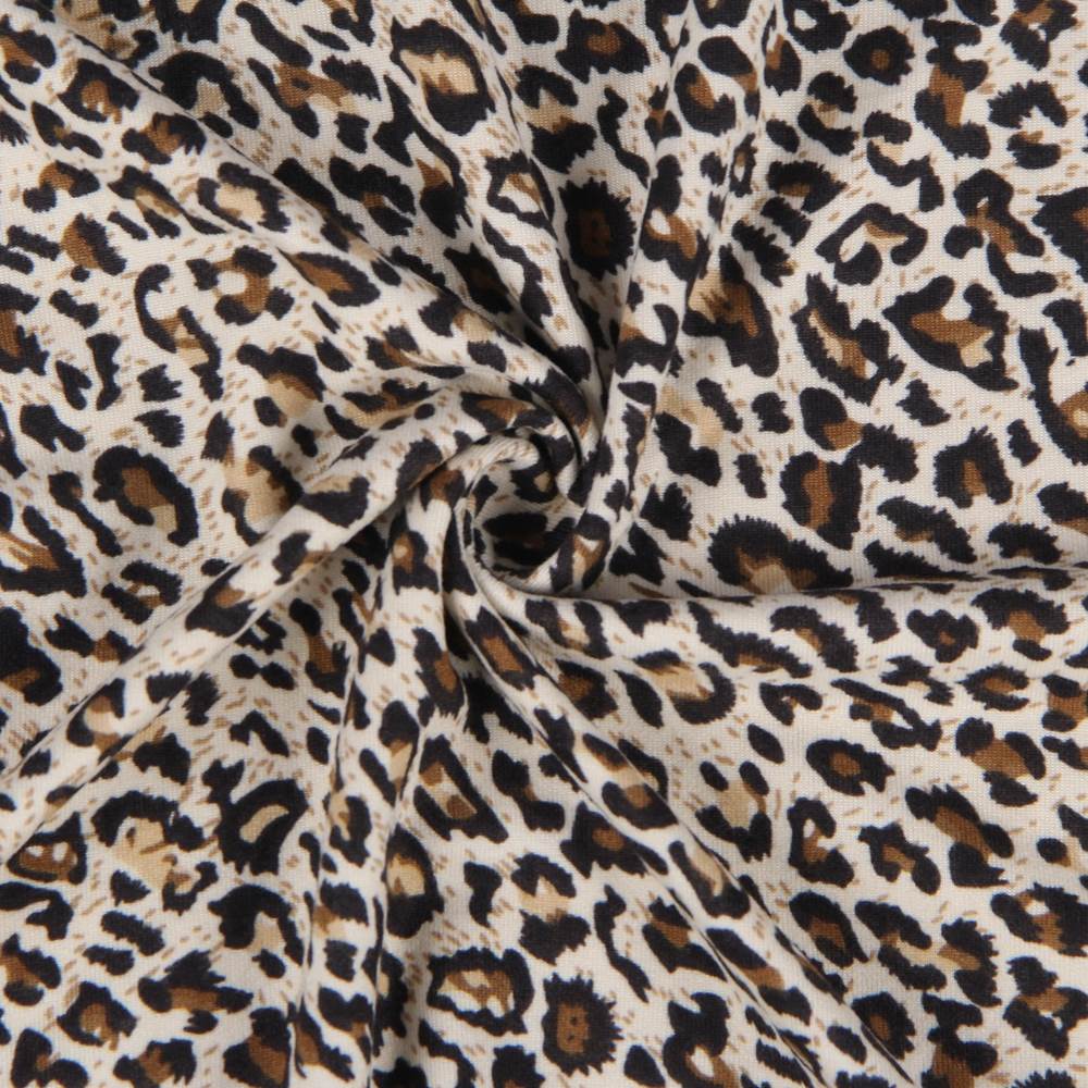Leopard Print Milk Silk Long - Sleeve Top & Short Skirt Pyjama Set – Round Neck with Hollow Detail - TeaseFashion